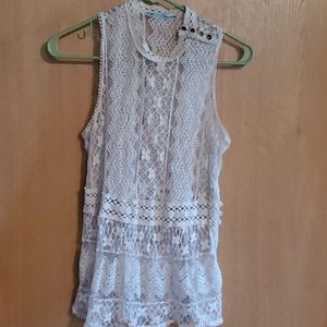 Lacy high neck tank top